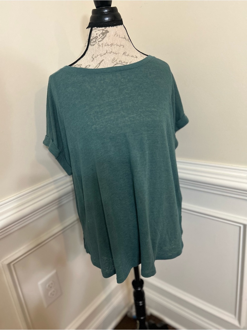 Ava & Viv Teal Relaxed Boatneck Short Sleeve Top
